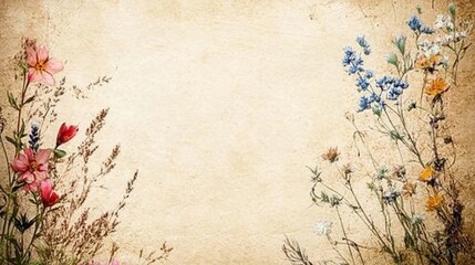 Floral mail art beige background calm tone