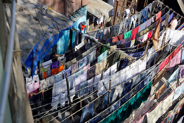 laundry at the dhobi ghat slum in mumbai