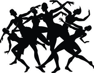 Dancers Spinning Together Silhouette