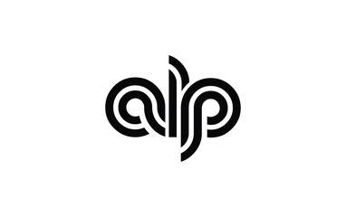 ALP Creative Unique Modern Letter Logo Design. Stylized logo featuring a unique letter design, presenting abstract minimalist aesthetics and modern appeal.