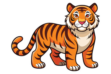 Bengal Tiger Mascot Full Body White Background