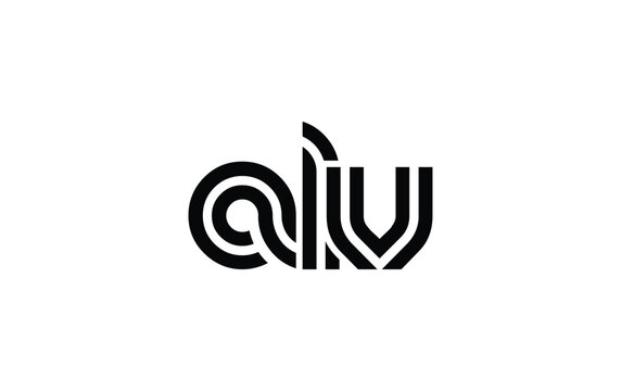 ALV Creative Unique Modern Letter Logo Design. Stylized logo featuring a unique letter design, presenting abstract minimalist aesthetics and modern appeal.