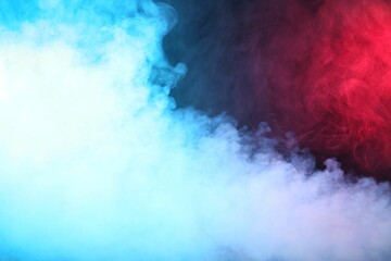 Fototapeta premium Beautiful smoke in neon lights on dark background