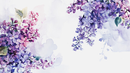 Elegant wedding invitation card background . Minimal hand painted watercolor Lilac flowers texture template background. Design for wedding, vip cover, poster, rsvp moderncard.Valentine's Day

