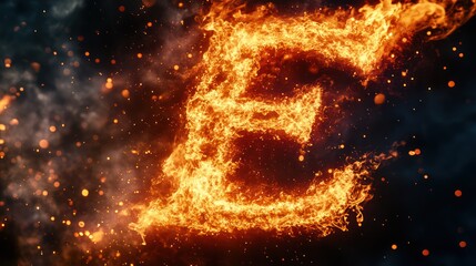 Fiery Pound Sterling Sign, Embers Background, Financial Crisis