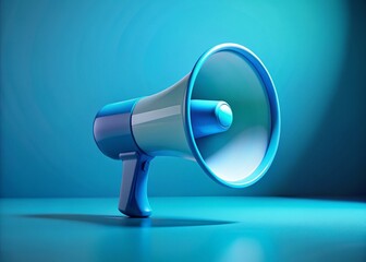 Minimalist 3D Megaphone on Blue Background - Abstract Sound Concept Stock Photo