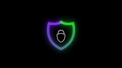 glowing neon lock animation icon security privacy password protection safety animated. Security icon on Digital Background Loop.