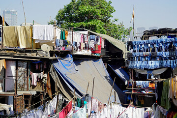 laundry at the dhobi ghat slum in mumbai