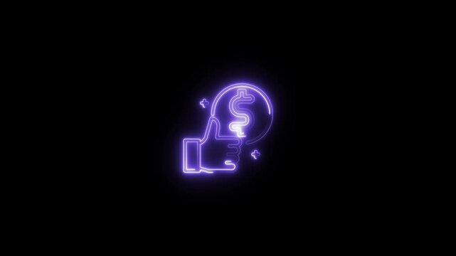 glowing neon best-price icon animation black background. 4K Video motion graphic animation.