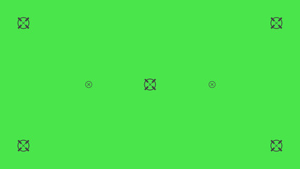 Green screen template with tracking marks. Chromakey technique. Studio background. Video technology to add VFX visual effects.