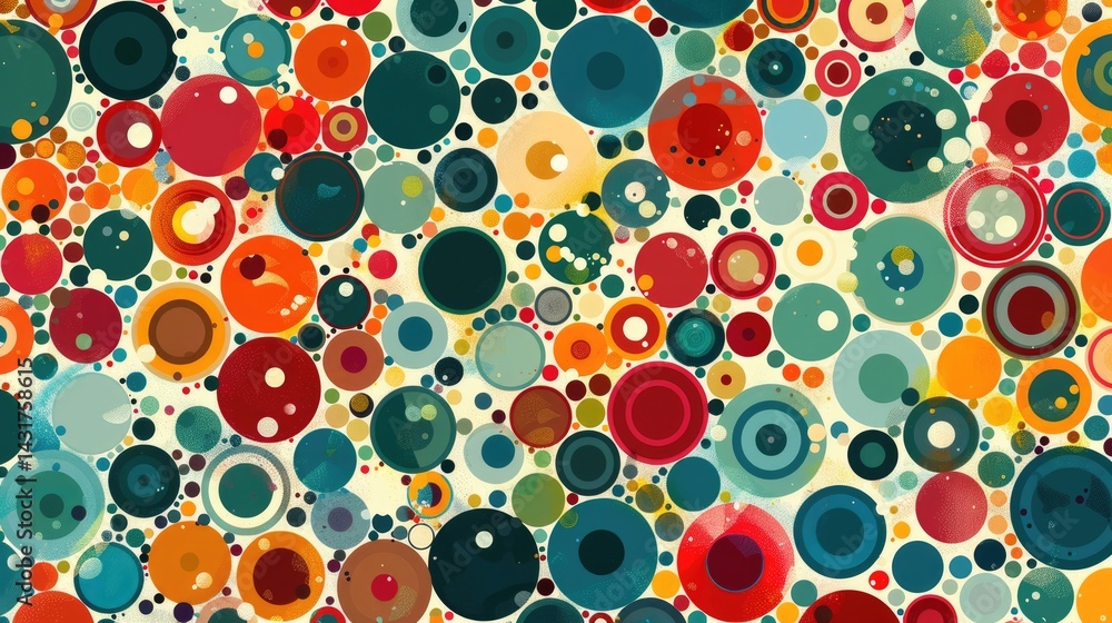 Poster colorful abstract concentric circles forming a dynamic pattern. digital artwork of vibrant color cir