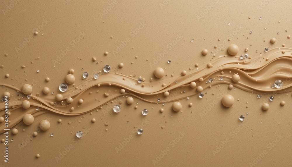 Poster flowing liquid patterns abstract art digital design beige background close-up view aesthetic texture