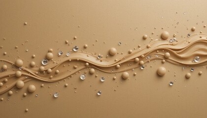 Flowing liquid patterns abstract art digital design beige background close-up view aesthetic texture for creative projects
