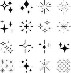 Sparkle Star Icons Set. Minimalist Twinkle and Shine Vector Clipart