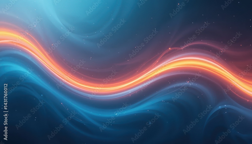 Poster dynamic flow of colorful waves digital artwork abstract design vibrant environment wide-angle view e