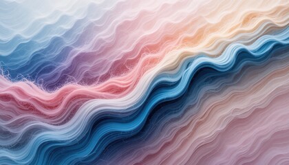 Flowing abstract waves digital art soft colors calm environment close-up view visual harmony