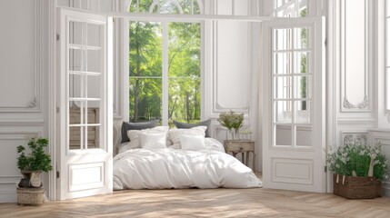 Fototapeta premium Elegant bedroom with natural light