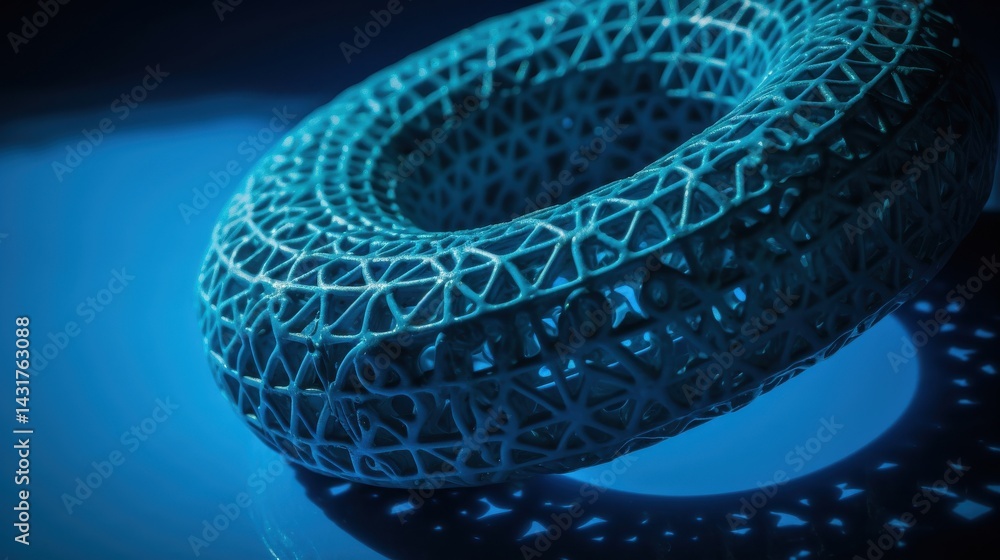 Aufkleber abstract, geometric, donut-shaped object. futuristic design and 3d printed texture. shadow patterns 