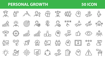 Personal growth thin line icons set. Success and Growth Editable Icons set. Development symbol. Editable stroke. Vector