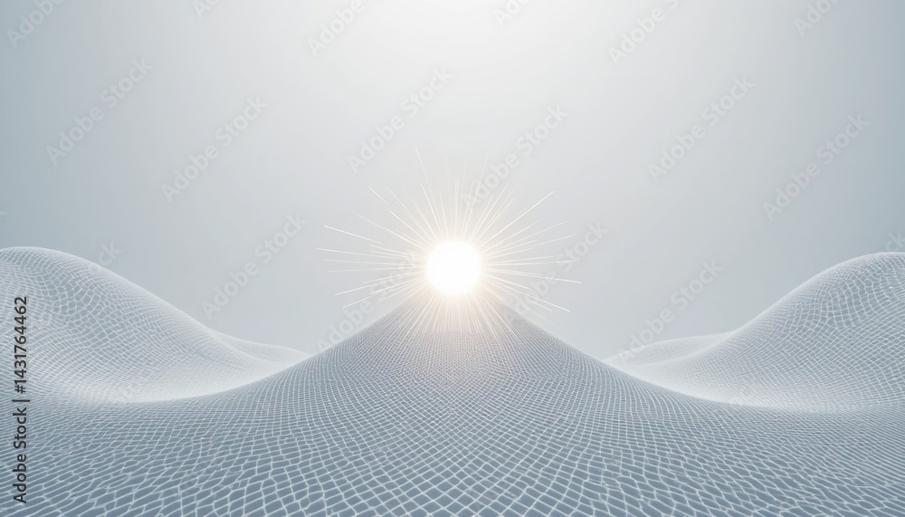 Aufkleber illuminated abstract landscape digital space 3d rendering minimalist environment futuristic viewpoin