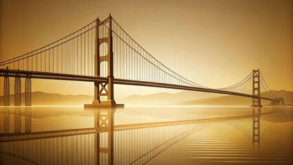 Obraz premium Minimalist Golden Gate Bridge: Connection & Engineering Marvel