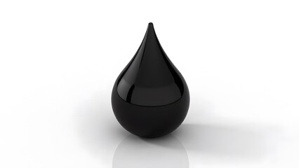 Fototapeta premium Large black drop of oil, on white background