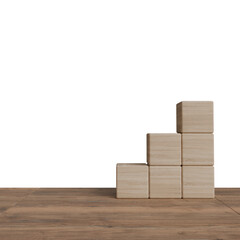 Blank wooden blocks in a table  in white background
