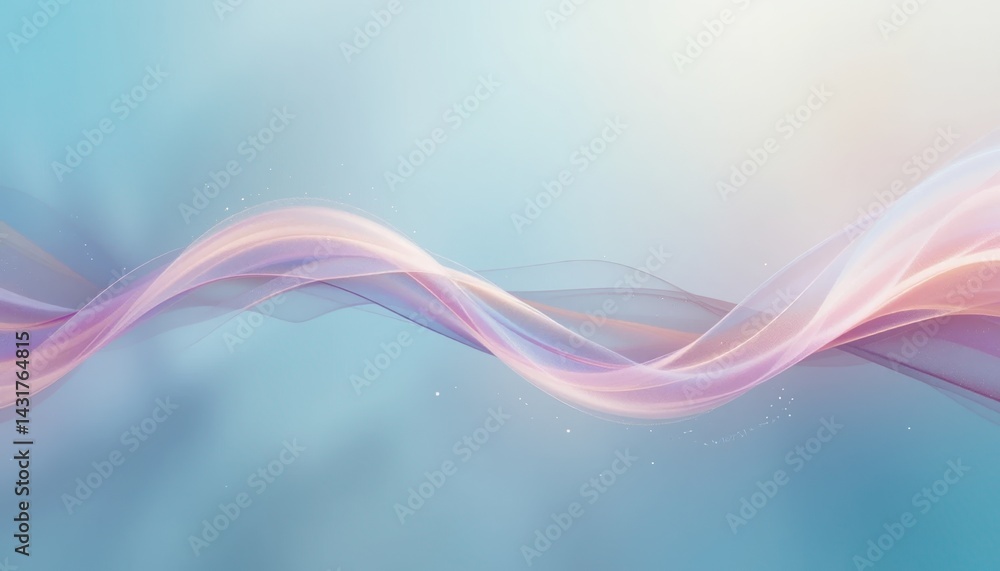 Poster flowing abstract waves digital art light background serene environment soft color palette for visual