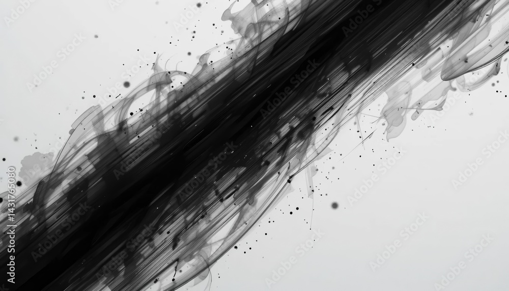 Aufkleber dynamic black ink splatter art abstract background digital visuals creative studio close-up view art