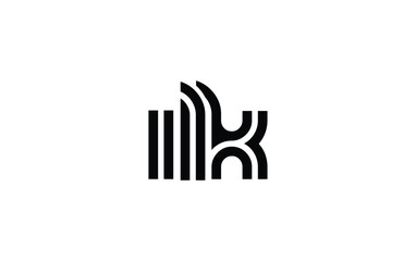ILK Creative Unique Modern Letter Logo Design. Stylized logo featuring a unique letter design, presenting abstract minimalist aesthetics and modern appeal.