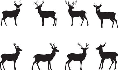 Fototapeta premium set of silhouettes of deer