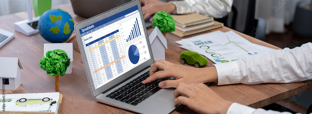 Poster spreadsheet document information financial startup concept. data and graphs in spreadsheet documents