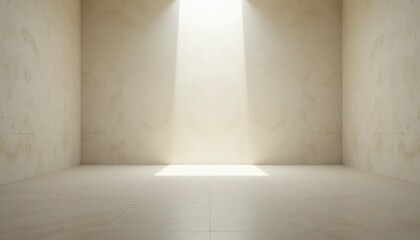 Illuminated minimalist space indoor room photo neutral tones eye-level calm and inviting atmosphere