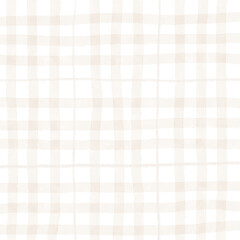 Brown Beige Plaid Tartan Gingham Check Hand Drawn Background Pattern Overlay