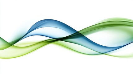 Abstract design of flowing, vibrant green and blue waves.