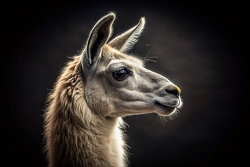 Obraz premium Minimalist Llama Head Outline, Dark Background, High Depth of Field Stock Photo
