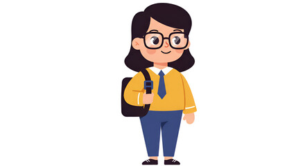 Obraz premium 2D Cartoon Teacher Character in Various Poses No Background