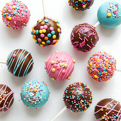 Cake Pops in Bright Colors with Sprinkles