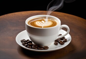 There's a cup of coffee with a heart on it