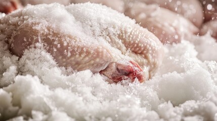 Obraz premium Frozen chicken pieces in ice