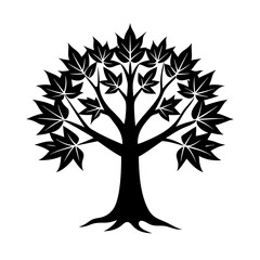 Obraz premium Teak Tree Vector Illustration on White Background Minimalist Nature Clipart Design