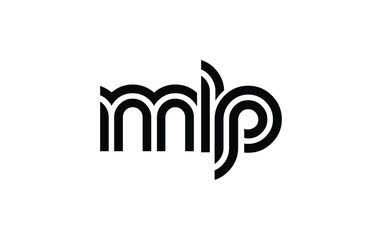 MLP Creative Unique Modern Letter Logo Design. Stylized logo featuring a unique letter design, presenting abstract minimalist aesthetics and modern appeal.