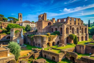 Obraz premium Minimalist Roman Forum View: Palatine Hill & Domus Tiberiana