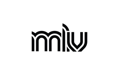 MLV Creative Unique Modern Letter Logo Design. Stylized logo featuring a unique letter design, presenting abstract minimalist aesthetics and modern appeal.