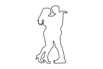 Obraz premium Silhouettes of romantic couple isolated on white background collection set. Happy couple dancing together vector silhouette set.
