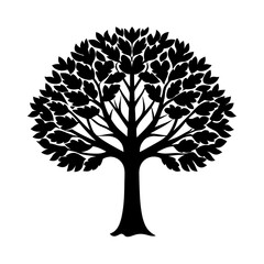 Obraz premium Teak Tree Vector Illustration on White Background Minimalist Nature Clipart Design