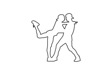 Silhouettes of romantic couple isolated on white background collection set. Happy couple dancing together vector silhouette set.