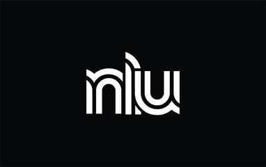 NLU Creative Unique Modern Letter Logo Design. Stylized logo featuring a unique letter design, presenting abstract minimalist aesthetics and modern appeal.