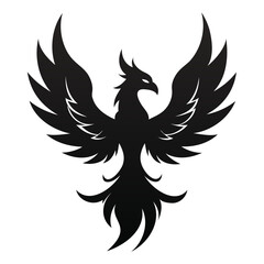 Fototapeta premium Black Phoenix silhouette vector illustration isolated on transparent background