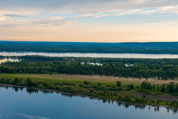A beautiful landscape with a large body of water and trees